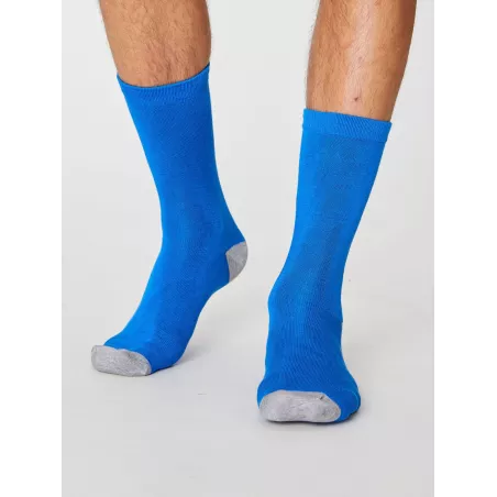 Chaussettes bambou bleu talon gris