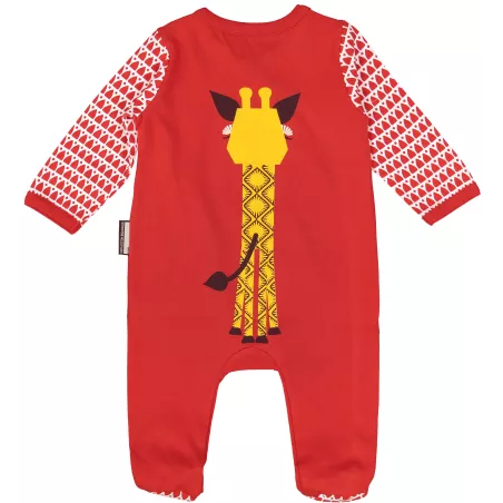 Pyjama en coton bio rouge girafe
