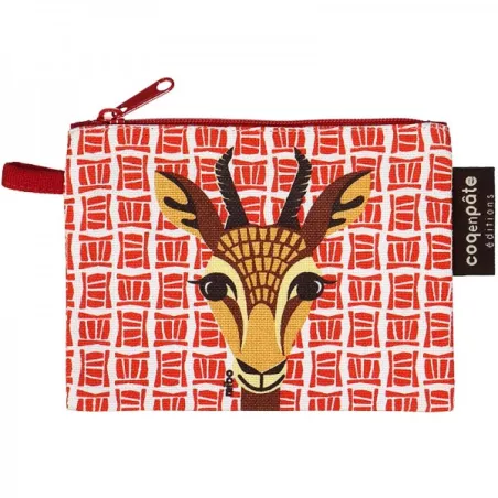 Porte-monnaie enfant en coton bio rouge gazelle