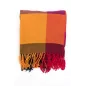 Cheche foulard style madras, coloré rouge, orangé et violet