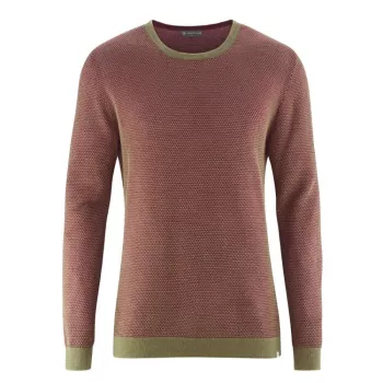 Pull col rond chanvre 2 couleurs rouge camel