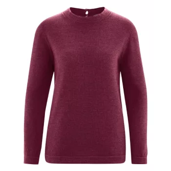 Pull col rond en laine chanvre et coton biologique bordeaux