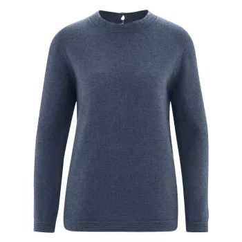 Pull col rond en laine chanvre et coton biologique bleu gris