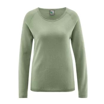 Pullover col rond chanvre et coton bio vert cactus