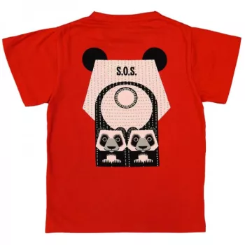 T-shirt coton bio rouge Panda