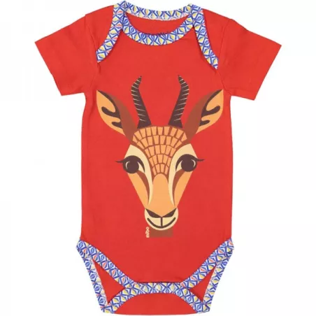 Body manches courtes coton bio rouge gazelle