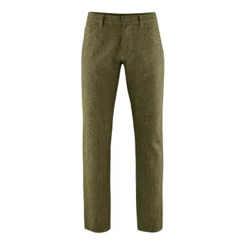 Pantalon à carreaux chanvre et coton bio vert tourbe