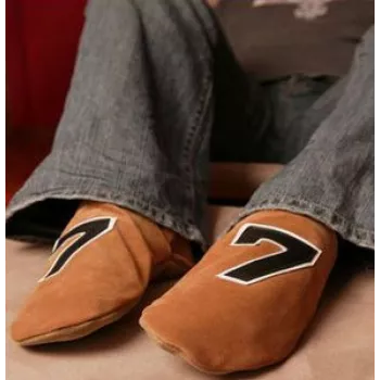 Chaussons cuir souple sable Number 7 