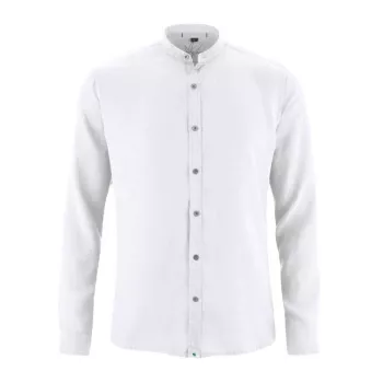 Chemise bio manches longues col mao blanche