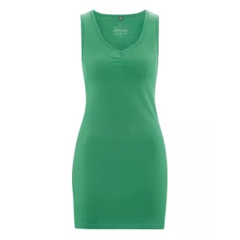 Robe courte, top tunique sans manche en chanvre et coton bio verte