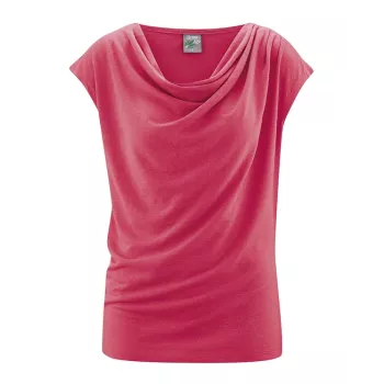 Top bleu drapé chanvre coton bio Sissy tomate