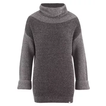 Gros pull col boule en chanvre et coton bio anthracite et gris chiné