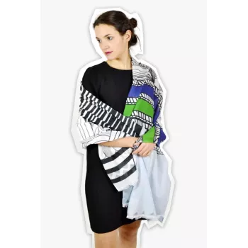Grand foulard coton bio au motif contemporain 