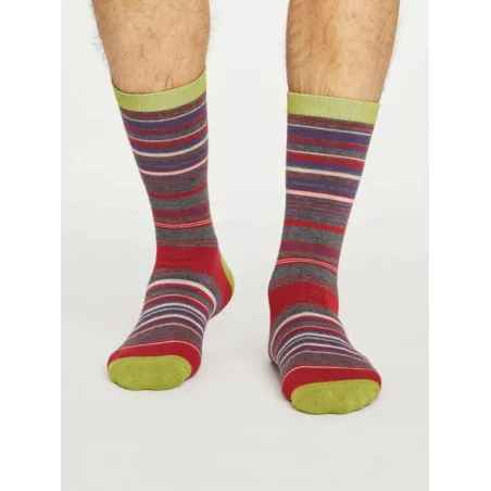 Chaussettes rayées homme en bambou et coton bio 