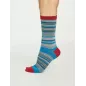 Chaussettes rayées homme en bambou et coton bio bleu, rouge et grises 