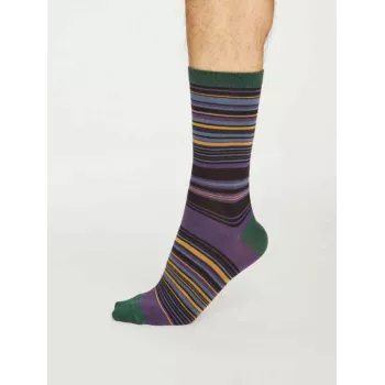 Chaussettes à rayures vertes et violettes