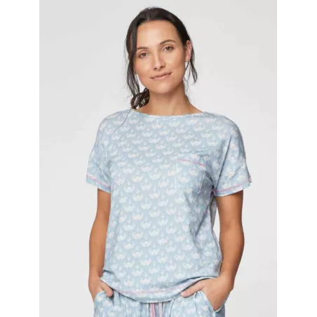 Haut de pyjama bleu pour femme 