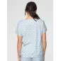 Haut de pyjama bleu pour femme en chanvre et coton bio 