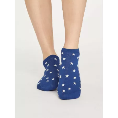 Socquettes bleues avec des étoiles, matières bambou et coton biologique