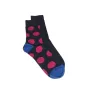 Lot de 2 paires de chaussettes coton bio marine et grands pois roses