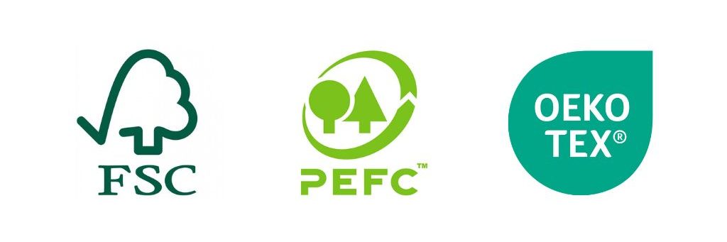 logo des labels intéressants pour le modal : fsc, pefc et oeko tex